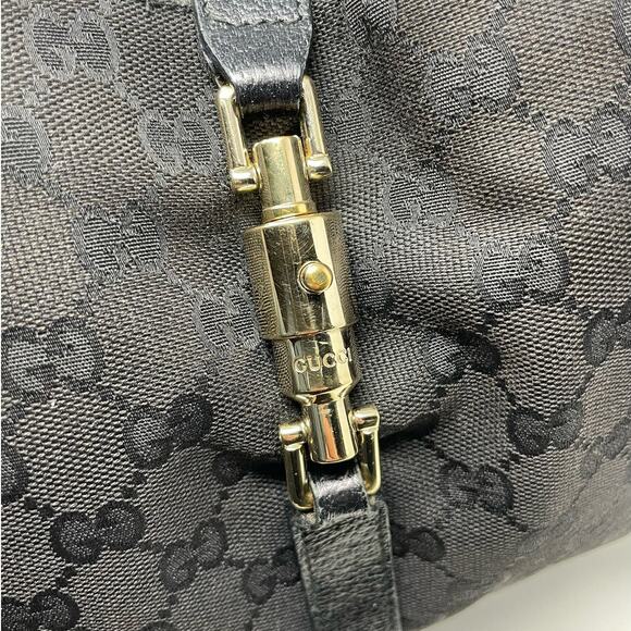 SOLDGucci Monogram GG Jackie Piston Nailhead Vintage Shoulder Bag Canvas Leather - Picture 10 of 15